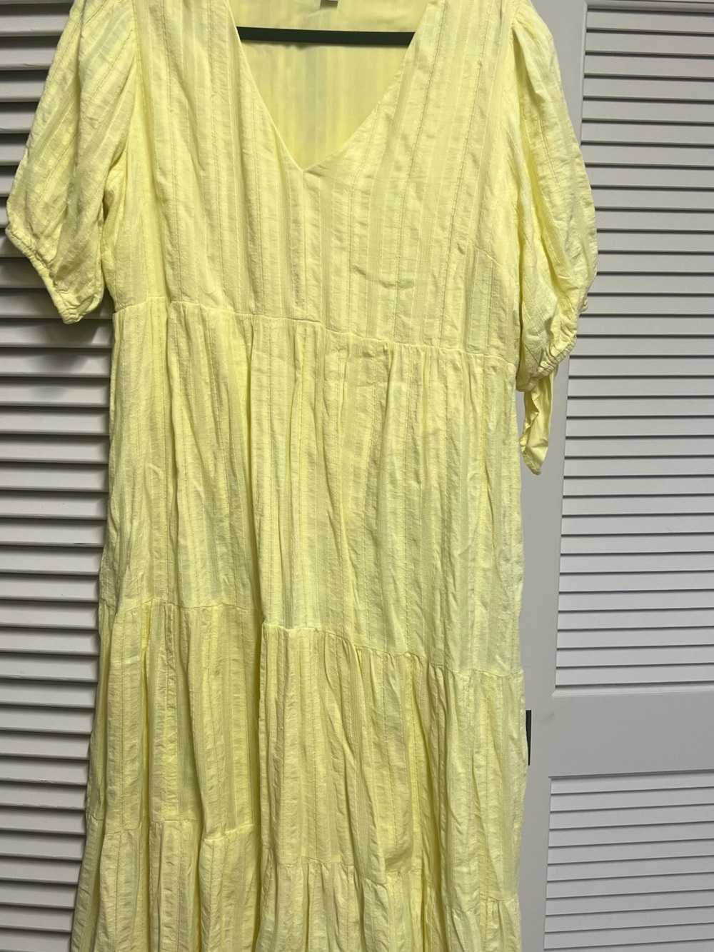 J. Jill Light Yellow Tiered V-Neck Dress